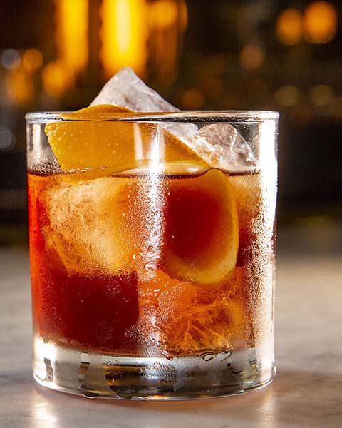A negroni sitting on a bar