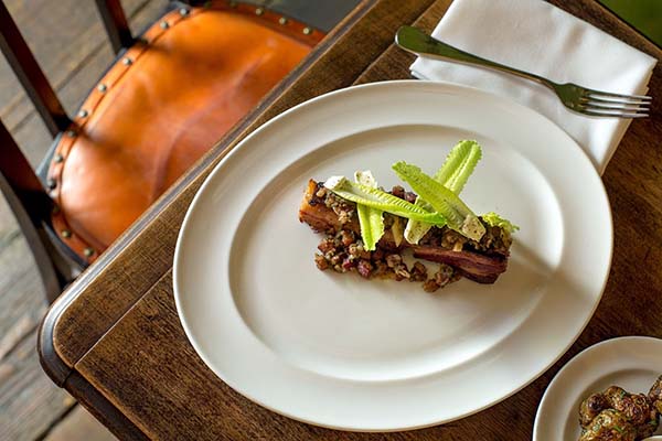 Food artfully arranged at the Breslin in the Ace Hotel.