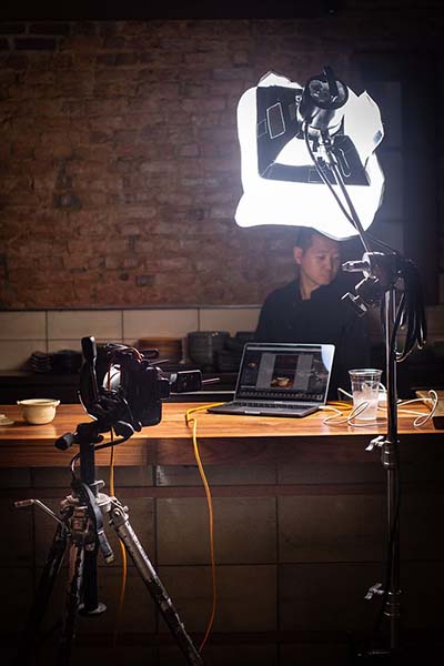 Behind the scenes of a photoshoot at O Ya.